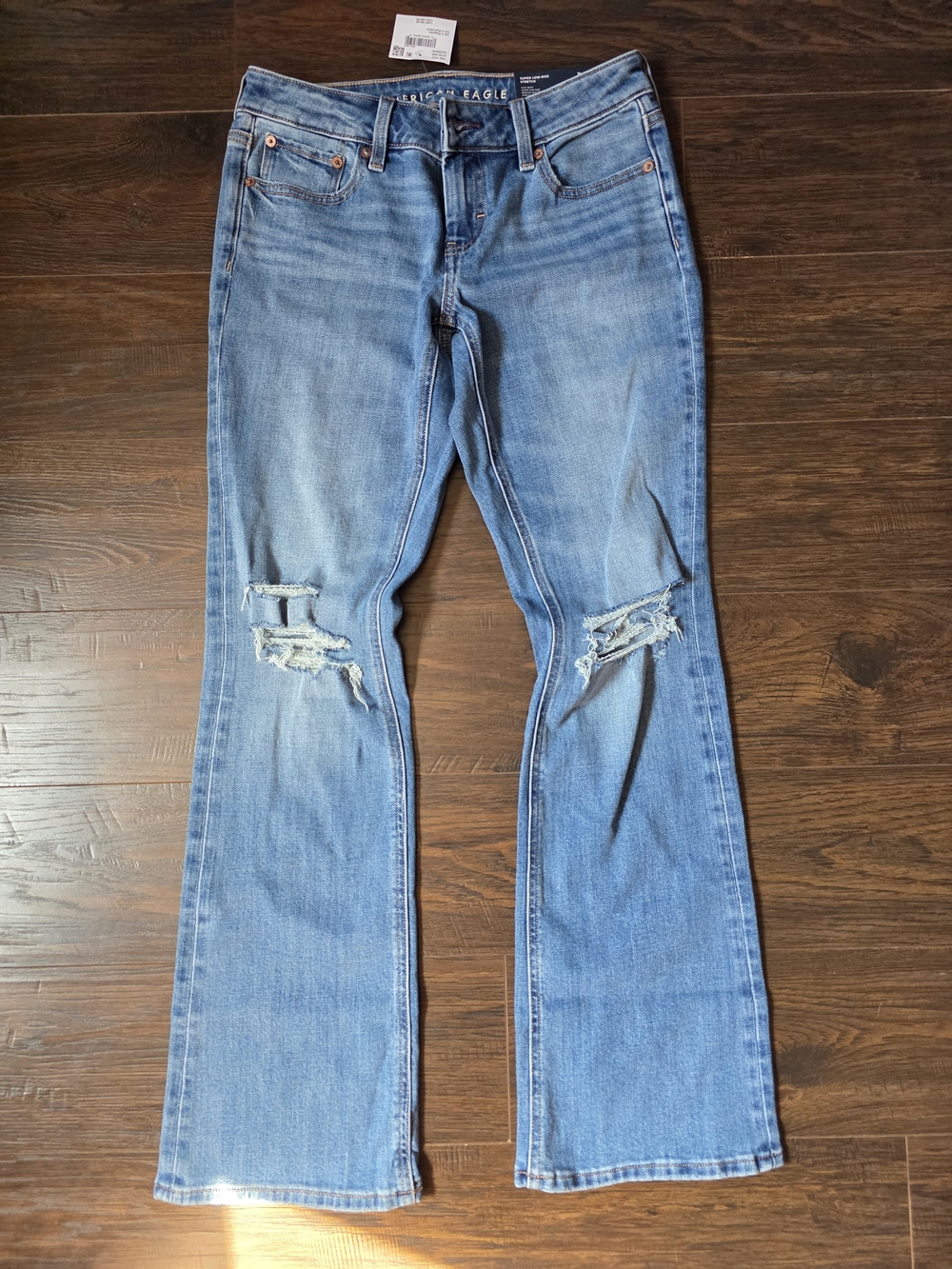 American Eagle Outfitters Women’s Distressed Bootcut Jeans - Light Blue